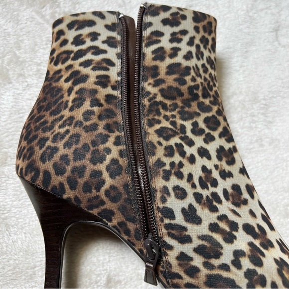 Linea Paolo Size 7.5 Bootie Stiletto Heel Leopard Print Zipper Close Pointed Toe - Picture 6 of 13